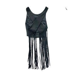ZARA collection Black Fringe Crop Top